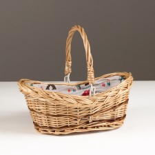 Basket with folding handles, 25x17x8/10 cm, vine
