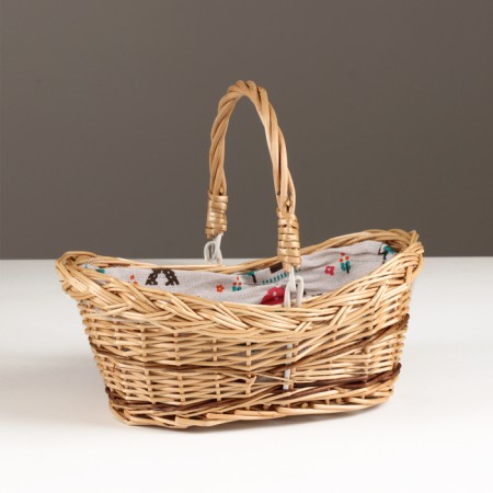 Basket with folding handles, 25x17x8/10 cm, vine