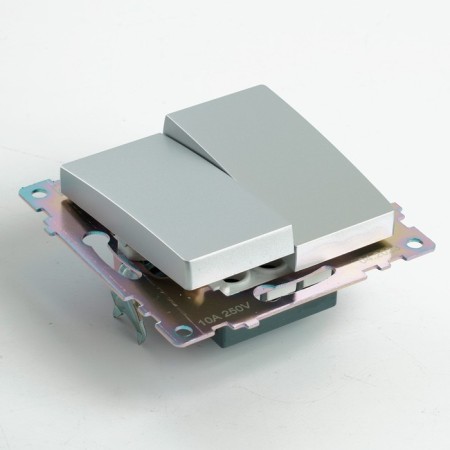 2-clavy switch (mechanism), 250V, 10A, Stekker series Katrin, silver, GLS10-7107-03 1022443-6