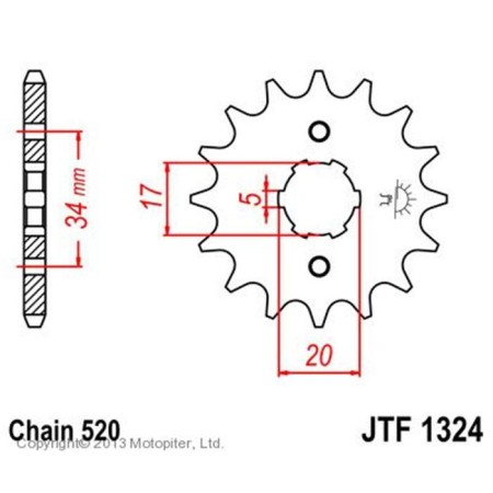 Leading star JTF1324-13, JT SPROCKETS, circuit 520, 13 teeth