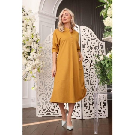 Female dress, size 46, mustard color-3