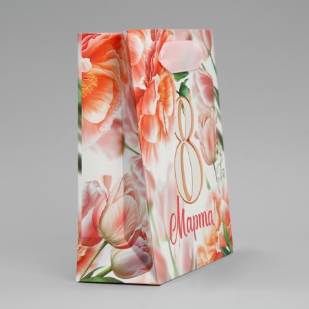 Gift Package laminated, packaging, “Women's Day”, flowers, S 12 x 15 x 5.5 cm-3