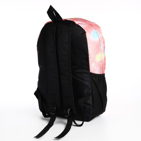 A backpack with a zipper, 3 outer pockets, pink color-3