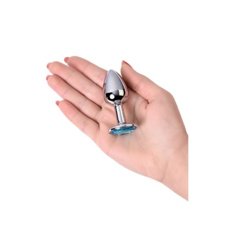 Anal plug with the Toyfa Metal rhinestone, silver, topaz, 7 cm, d = 2.8 cm-3