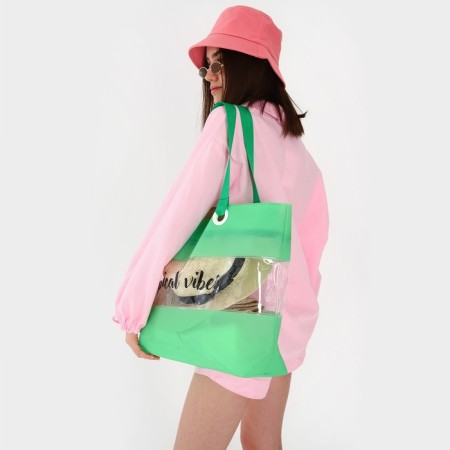 Bag Women's Beach Tropical Vibes, 50x35x11 cm, green color-7