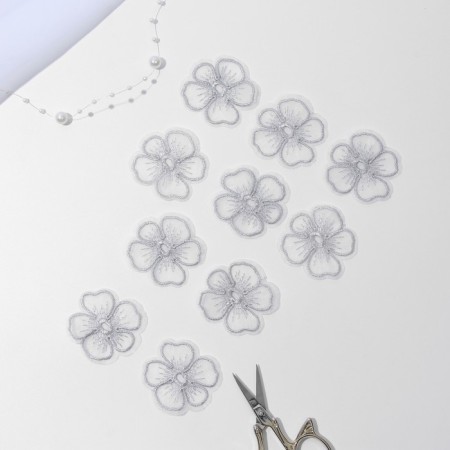 Knitted elements "Flowers", 4.2 × 4 cm, 10 pcs, silver color-1