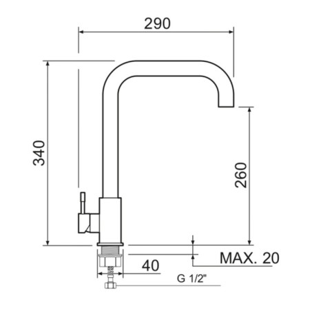 Kitchen mixer RMS SUS124-017F-1, single-leaf, high spout, stainless steel-1