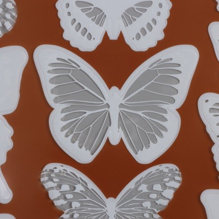 Sticker Plastic Interior "Transluding butterflies" white set of 19 pcs 5; 6; 7 cm-1