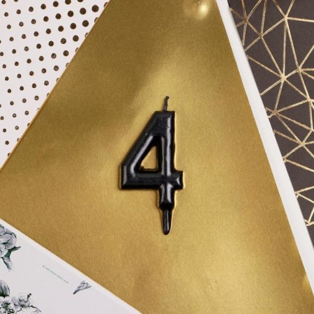 Candle for the cake, number "4", black.-2