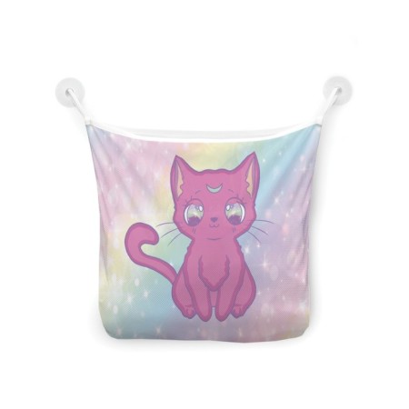 Organizer in a bath on suction cups “Cat on the Rainbow”, for storing toys and little things, size 33x39 cm-2