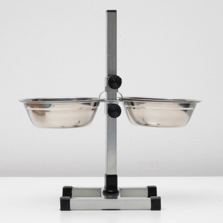 Stand with bowls, 2 x 700 ml, height 40 cm, collapsible with an upper latch, chrome-5