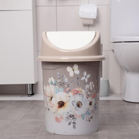 Garbage bucket with a mobile lid Violet "Watercolor", 14 liters-2
