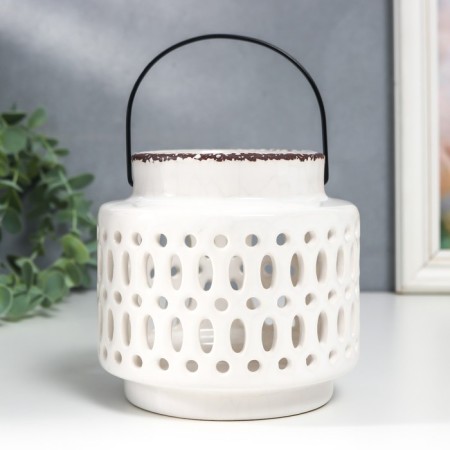 Ceramics candlestick on 1 candle "Lantern. Ovala and circles" MIX 11x11.5x11.5 cm-1