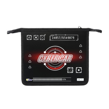 Folder for notebooks A5, 240 x 205 x 40 mm, lightning from above, plastic, PT 73-12, Cyber ​​Car, (voluminous 3D risun with metallic effect)-2