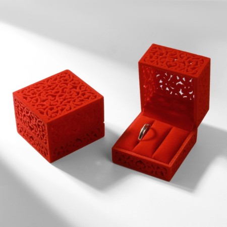 The case is velvet for two rings "lace", 5.5 × 6.5, red color-1