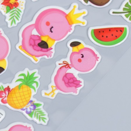 Plastic sticker volumetric "flamingos and owls" mix 10x20 cm-2