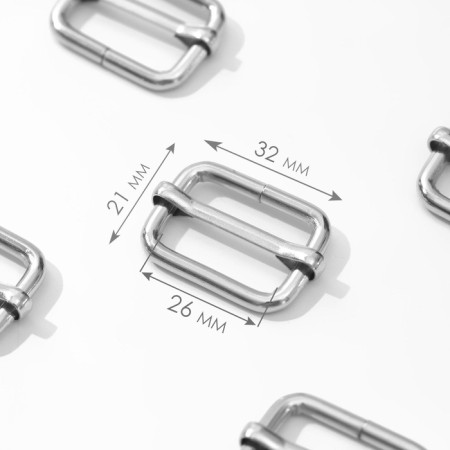 The buckle is regulatory, the inner width is 25 mm, the thickness is 3 mm, 5 pcs, the color is silver