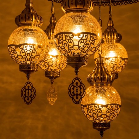 Suspended chandelier Citilux "Cairo" CL419163, 56x56x100 cm, 7x75W, e27, brown color-19
