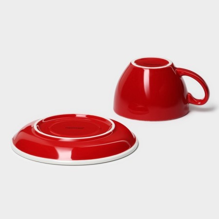 Coffee steam porcelain Magistro Coffee Time, 2 objects: a cup 200 ml, a saucer d = 14.5 cm, red color-5