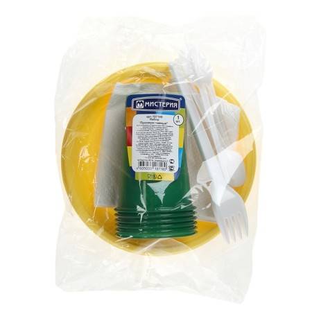 A set of plastic disposable utensils "Premium", 6 people, color mix-3