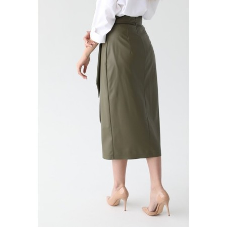 Artificial leather skirt with a belt, size 44-4