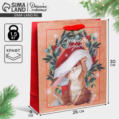 Craft vertical “New Year's time” package, m 26 x 30 x 9 cm, new year