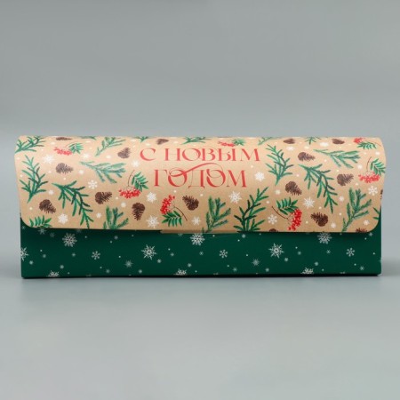 Box for the Cupcake "Happy New Year", branches, 9 x 9 x 24.5 cm, New Year-1