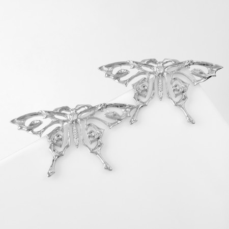Earrings Metal "Butterfly" openwork, silver color-1