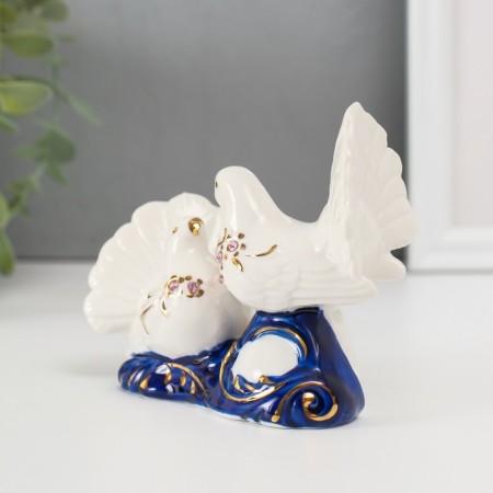 Souvenir ceramics "2 pigeon" cobalt, rhinestones 9.2x12x6 cm-2