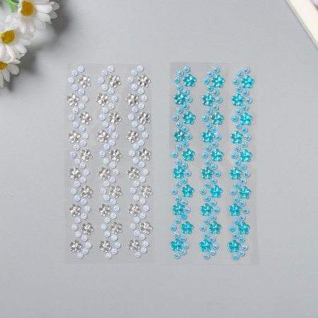 Sticker of rhinestones plastic "bends - flowers, pearls, rhinestones" mix 16.5x7 cm-2