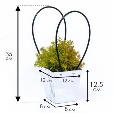 Silver flowers bag, moisture -resistant, 12 x 12 - 8 x 8 - 12.5 cm