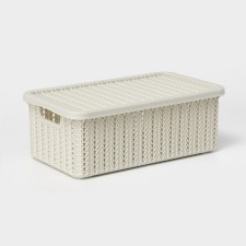 Storage basket with a “knitting” lid, 3 l, 26.5 × 15 × 10 cm, white color