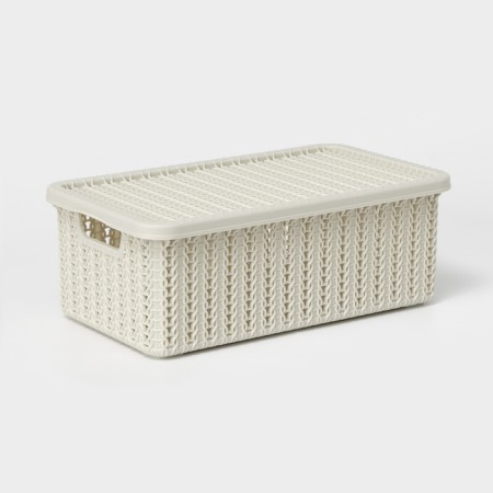 Storage basket with a “knitting” lid, 3 l, 26.5 × 15 × 10 cm, white color