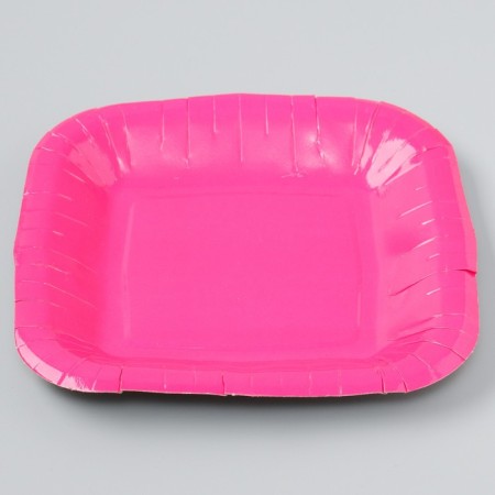 Disposable plate of square paper "pink", square, 16.5x16.5 cm-2