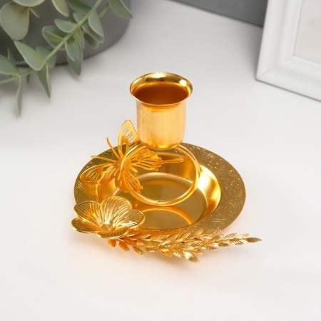 Summary Metal for 1 candle "Butterfly on the ring" gold d = 2.5 cm 10x11x7 cm-1