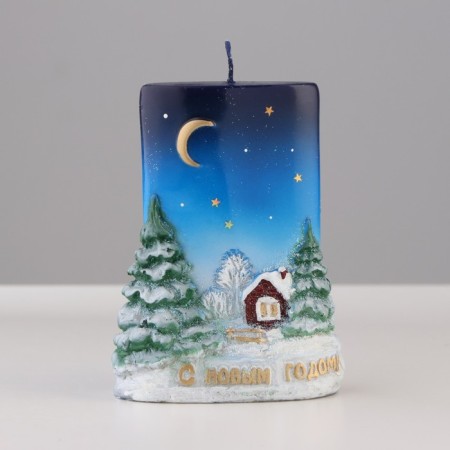 Candle - cylinder "Happy New Year!", 4x8x10.5 cm-1
