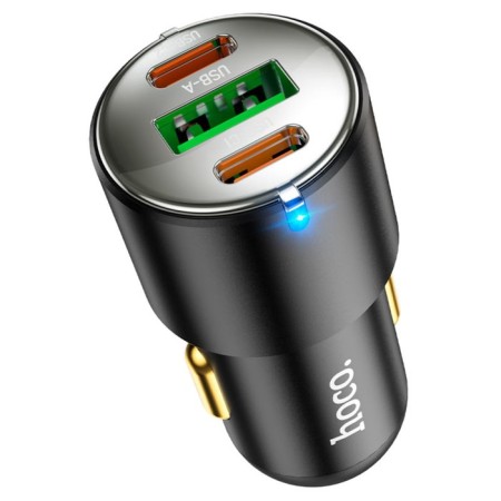 Hoco NZ6, 2 Type-C, 1 USB, 63 W, PD + Qc, Black Automobile-2