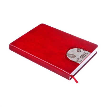 Dated diary 2025, A5, 176 sheets, Hong Kong, solid cover, pancake embossing, with liesse, block 80 g/m2, red-1