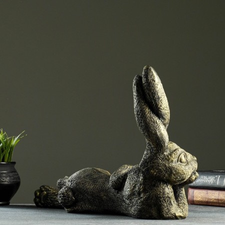 The figure "Eared hare lies" 45x28x18cm, gold-7