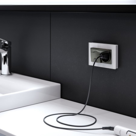 The W1172208 Double moisture protection socket, with grounding, with protective lids and curtains, black matte-1