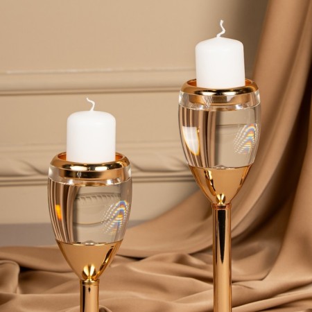 Summary metal, glass for 1 candle “Serene”, color gold 11 x 11 x 25.5 cm-19