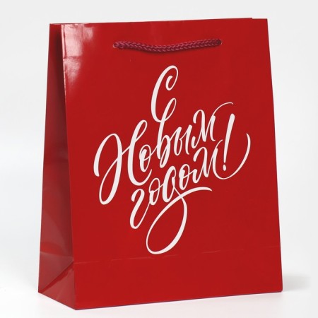 Laminated vertical packet “With a gift for you”, ML 21 x 25 x 8 cm, New Year
