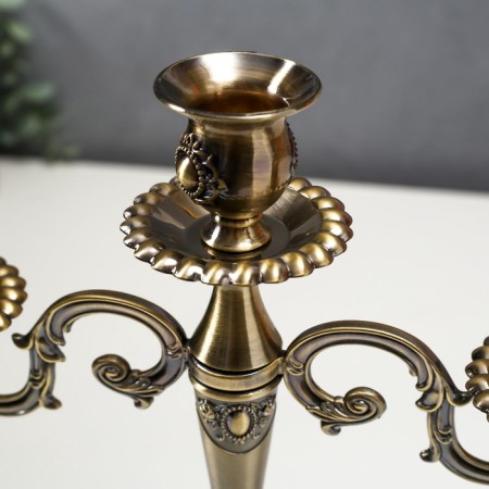 Summary Metal for 3 candles "Medallion" Color of bronze 26.5x27x9.5 cm-2