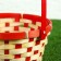 Wicker basket, bamboo, 21x21x10/24 cm, red