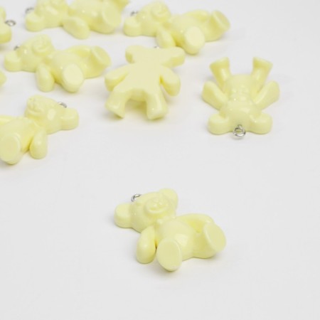 Bead "Bear" (set 10 pcs.), 3.4 × 2.4 × 1 cm, color light yellow-1