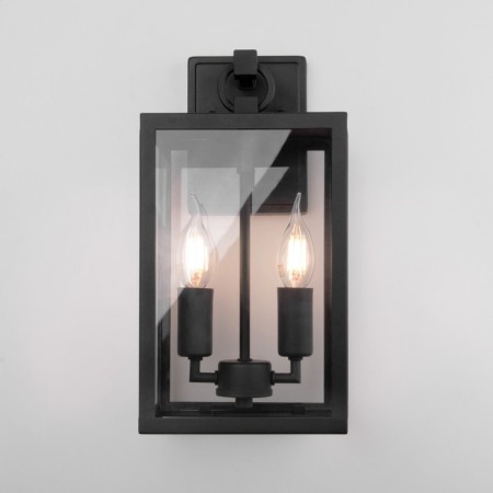 Street wall lamp Elektrostandard, Candle, 167x180x360 mm, E14, black color-3