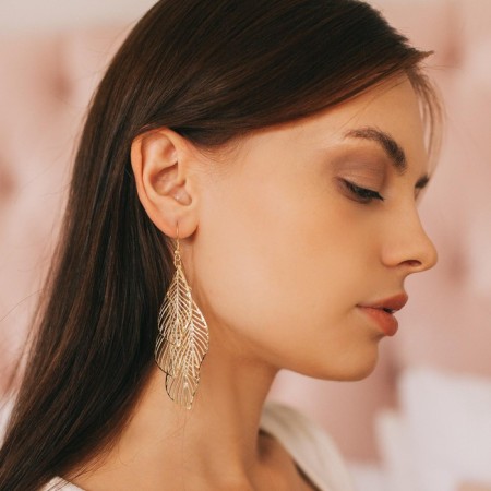 Hanging earrings "Shelest" leaf fall, color mix, 9.8 cm-2