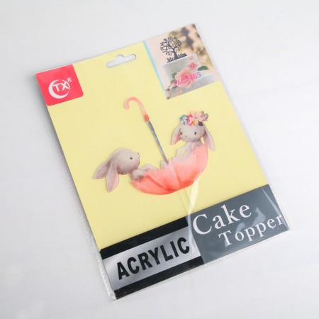 Topper for the Cake "Rabbits in the Umbrella"-3