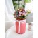 Fantasy flower composition in a glass vase, 11 × 11 × 25 cm, pink color