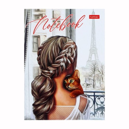 Notebook, A6, 80 sheets, in a cage, "Window to Paris", a solid cover, glossy lamination, an offset block 60g/m2